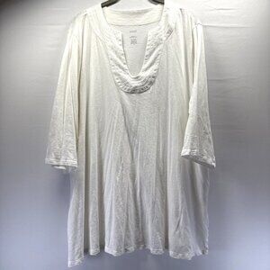 J Jill PureJill Trapunto Tunic Top Size XL Solid White Linen Cotton Side Slits